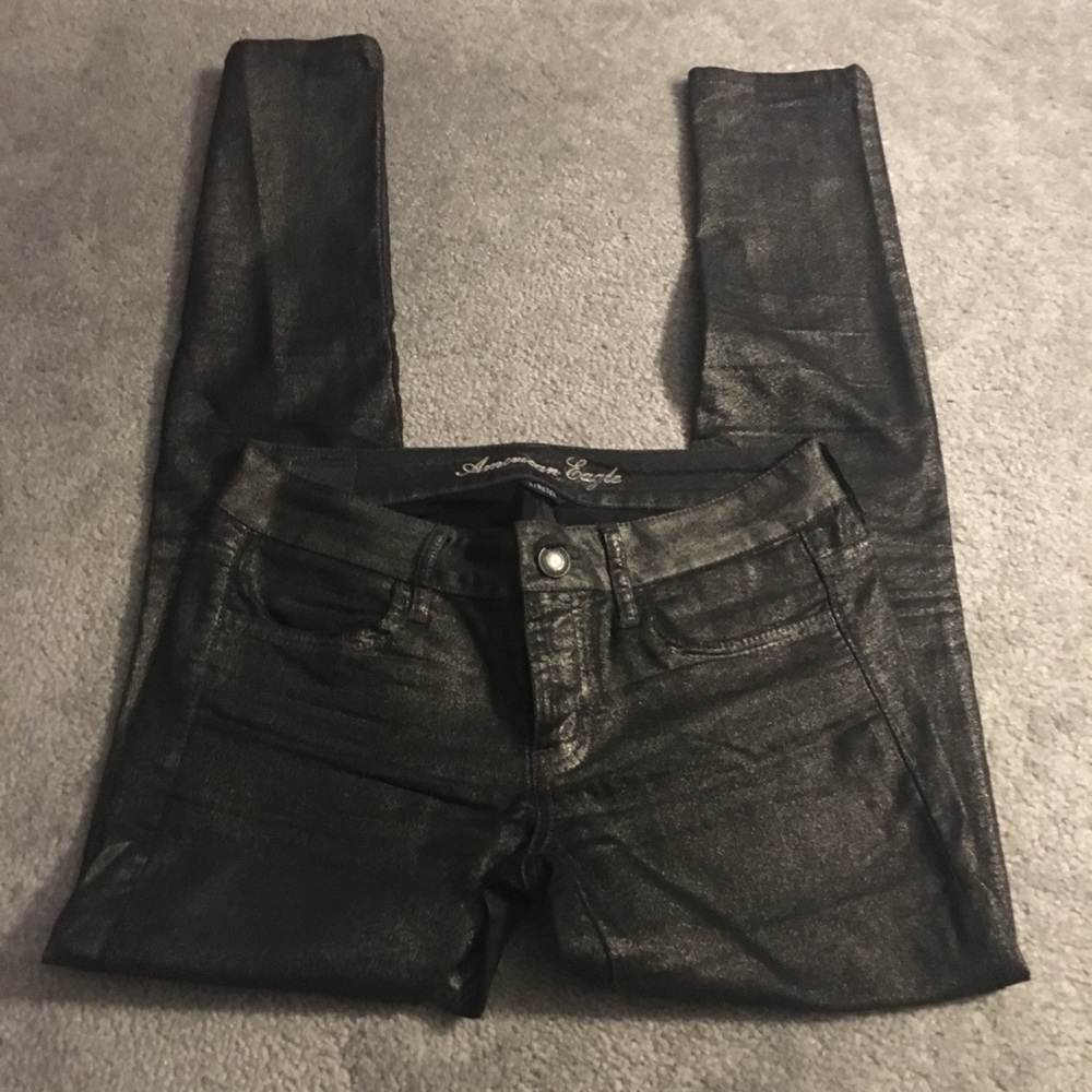 American Eagle black shimmer jeans